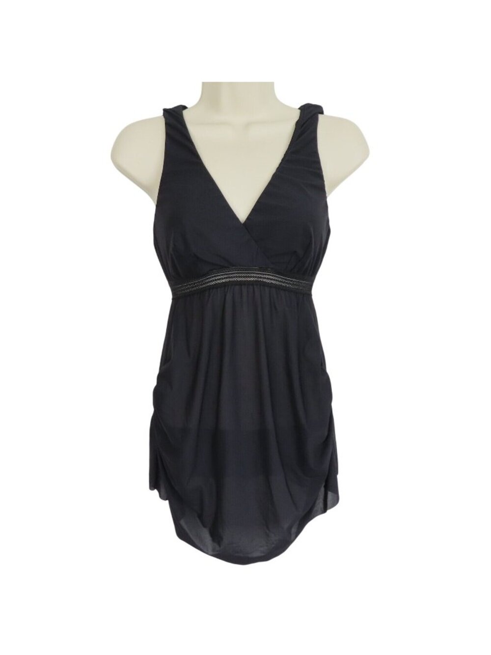Cosabella Womens Small Black V Neck Sheer Sleeveless Pajama Tank Top Shirt Italy